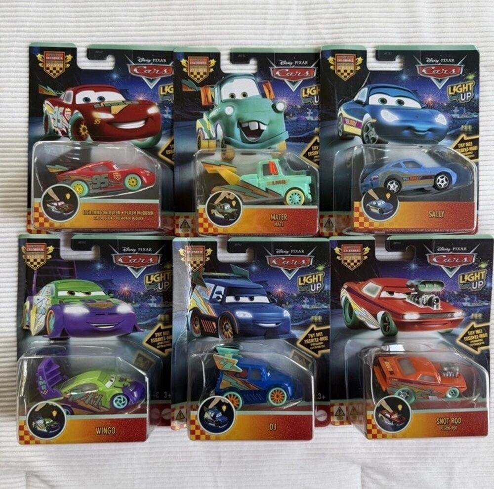 2026 Disney Pixar Cars Race to Celebrate Light-Up Series Complete Set of 6 NIB
